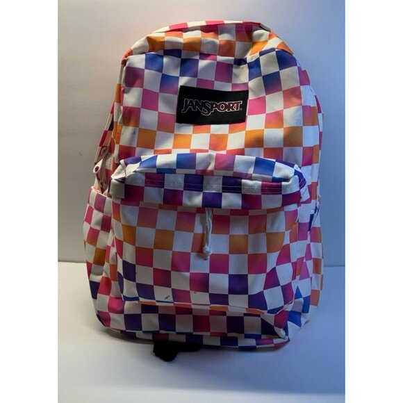 JanSport Rainbow Checkered Backpack / Bookbag (16 inch) - Picture 1 of 7